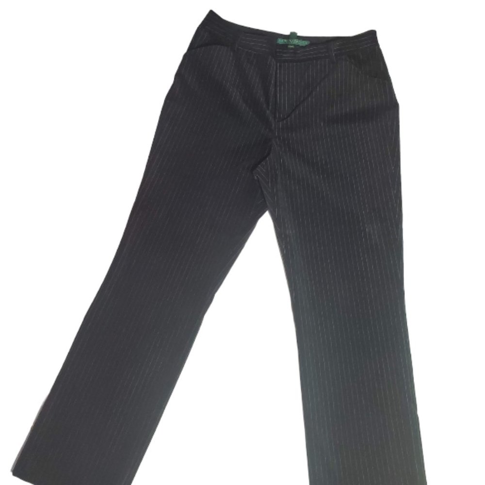 Lauren Jeans Co., 12, Velvet Wide Leg Pants, Black with Silver Stripes